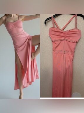 Kelle solo dance costume pink custom maxi slip dress leotard IN MY MIND 8428 LC